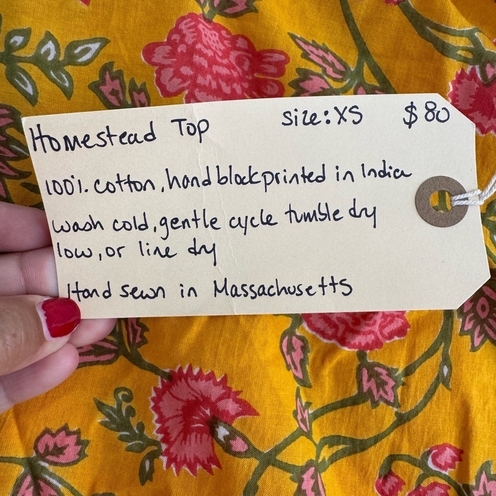 Milk Street Studio Floral Indian Cotton Babydoll Top Made In USA Size XS - Picture 7 of 10